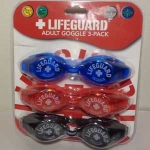 LIFEGUARD New Adult Swimming Goggles 3 Pack